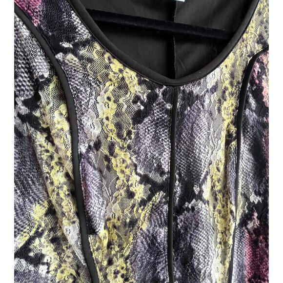 BAR III Sleeveless Mesh Lace DRESS Women's Small Black Yellow Pink Gray Lined - Picture 5 of 9